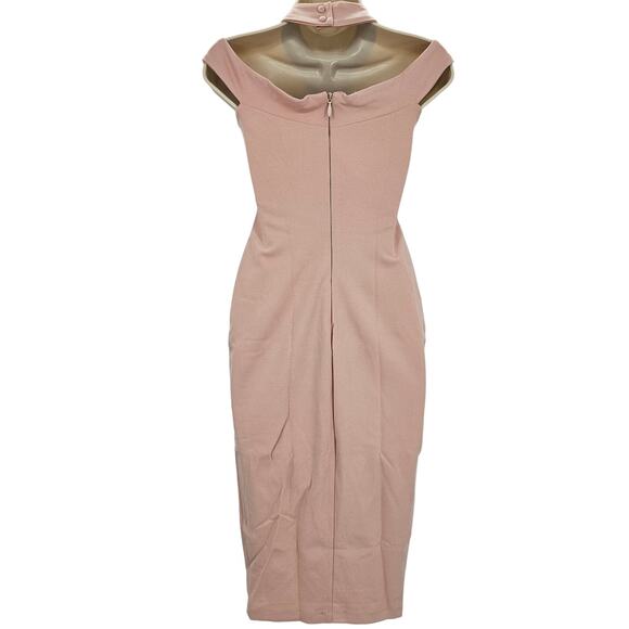 Nookie Woman size XS Hollywood Midi Dress in Blush Pink Sheath Halter Lined NEW - Picture 3 of 7